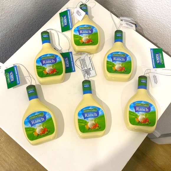 NWT (6) Decoupage Ornaments Hidden Valley Ranch Salad Dressing Bottle - - Picture 1 of 7